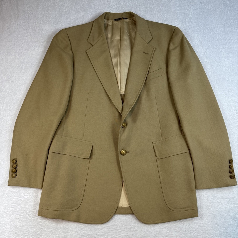 Cricketeer Wimbledon Tan Blazer Jacket Sport Coat 40 Chest Gold Buttons Business